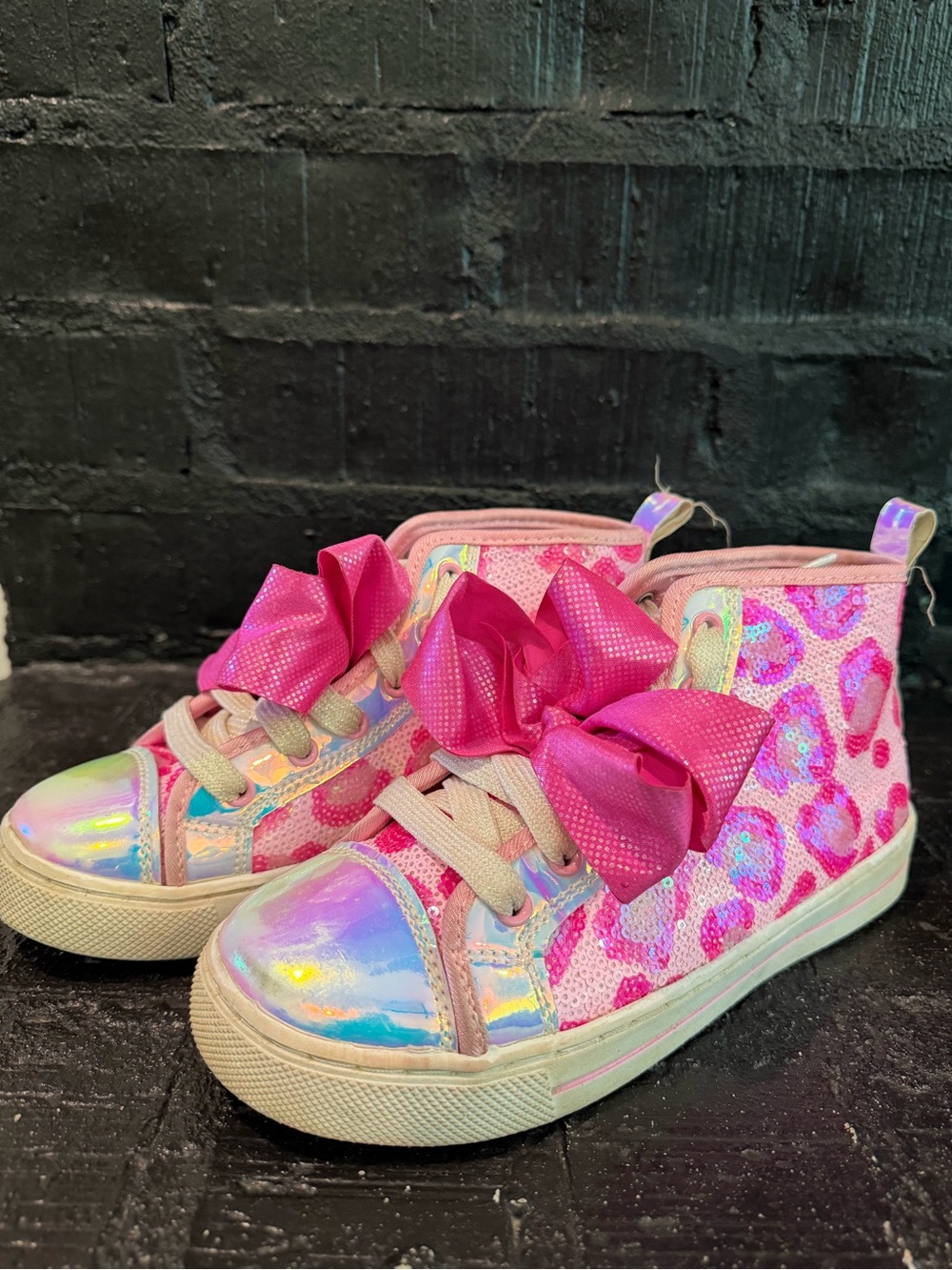 JoJo Siwa Pink Sequin High-Top Sneakers with Iridescent Toe
